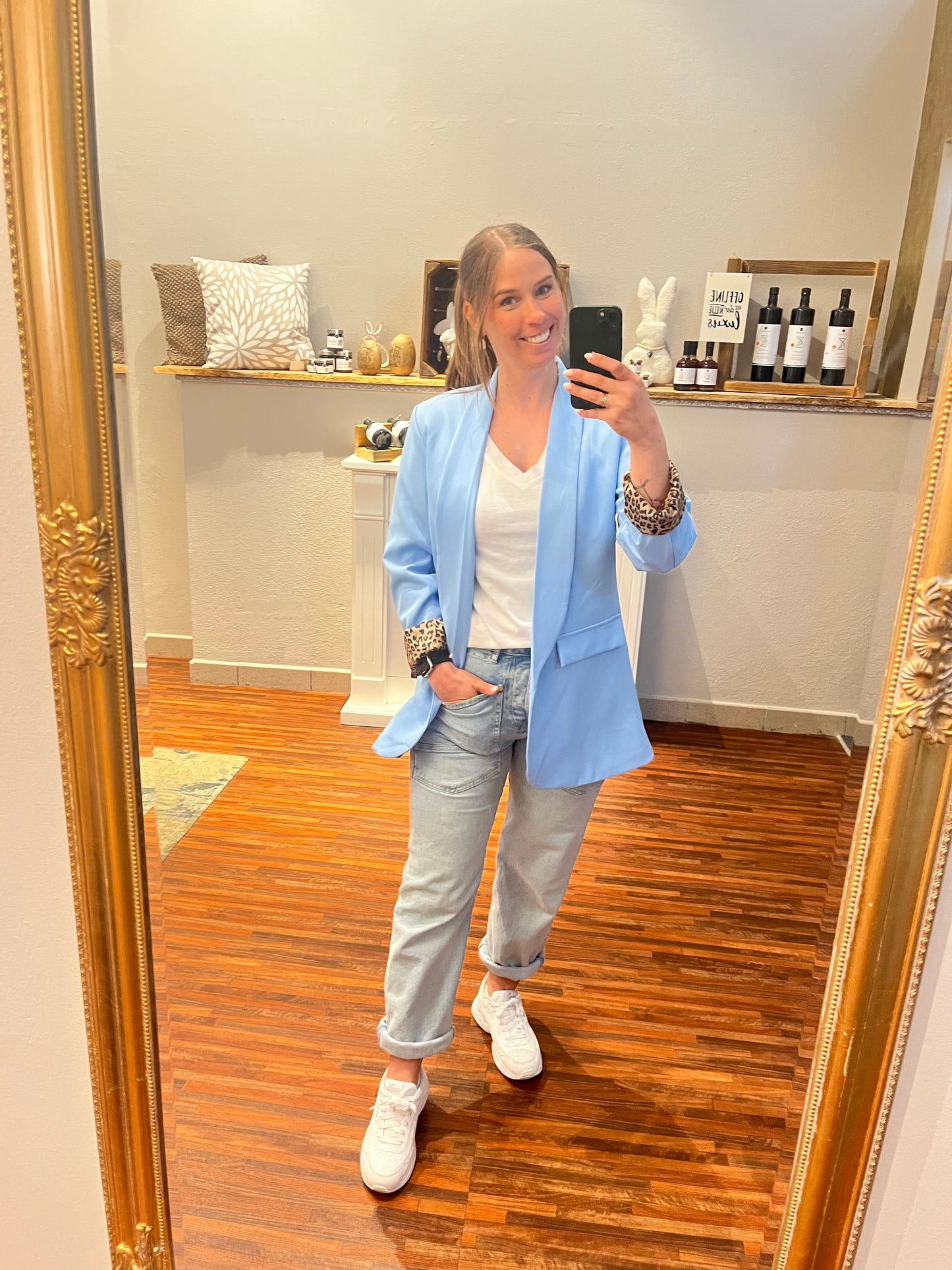Blazer mit Leo-Futter