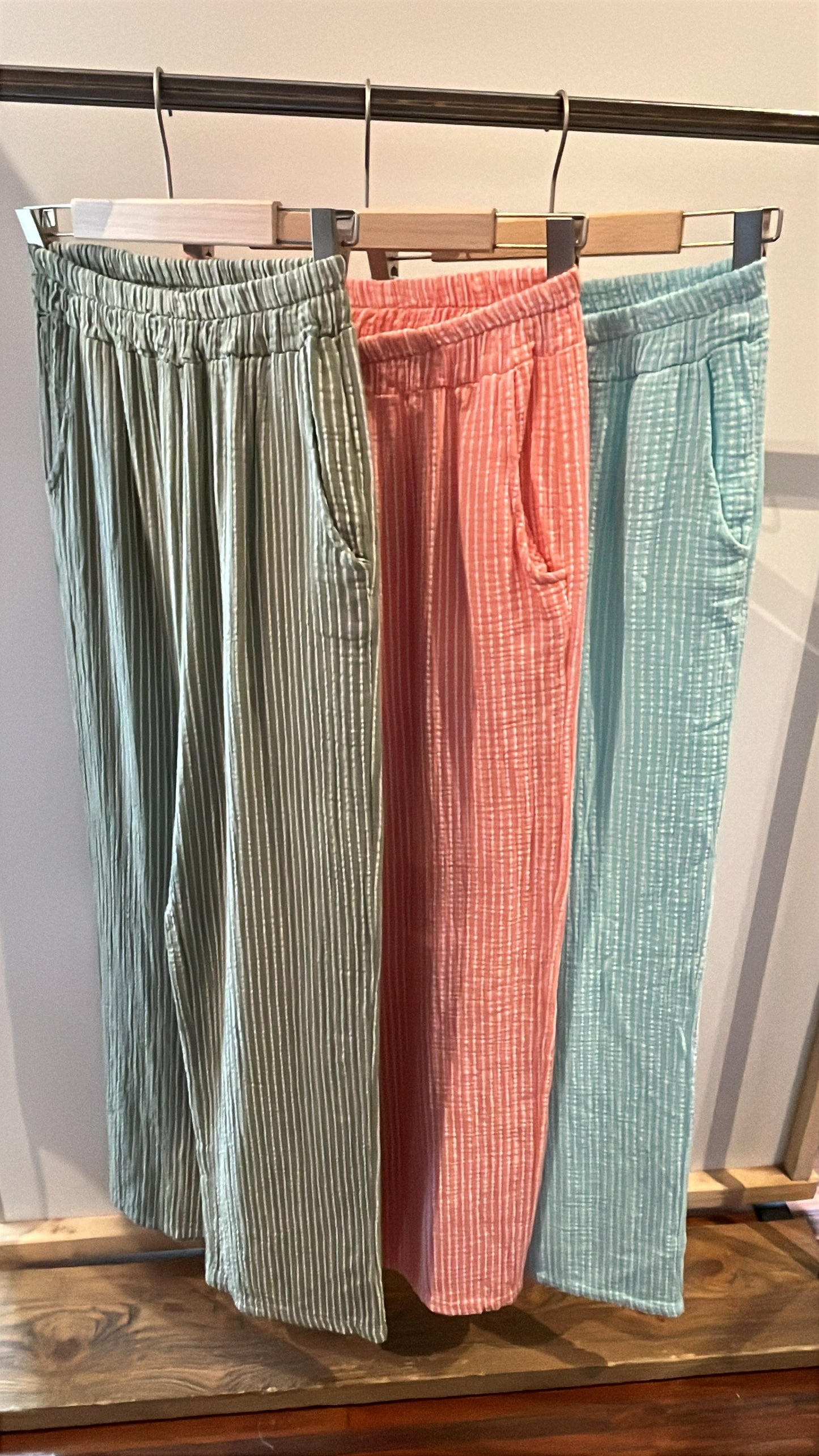 Hose Musselin Streifen 100% Baumwolle