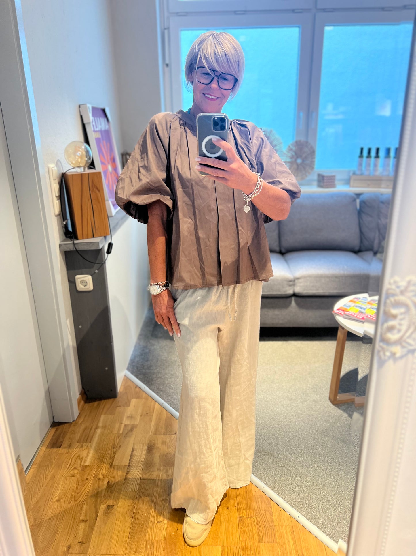 Bluse Puffärmel 1/2 Arm
