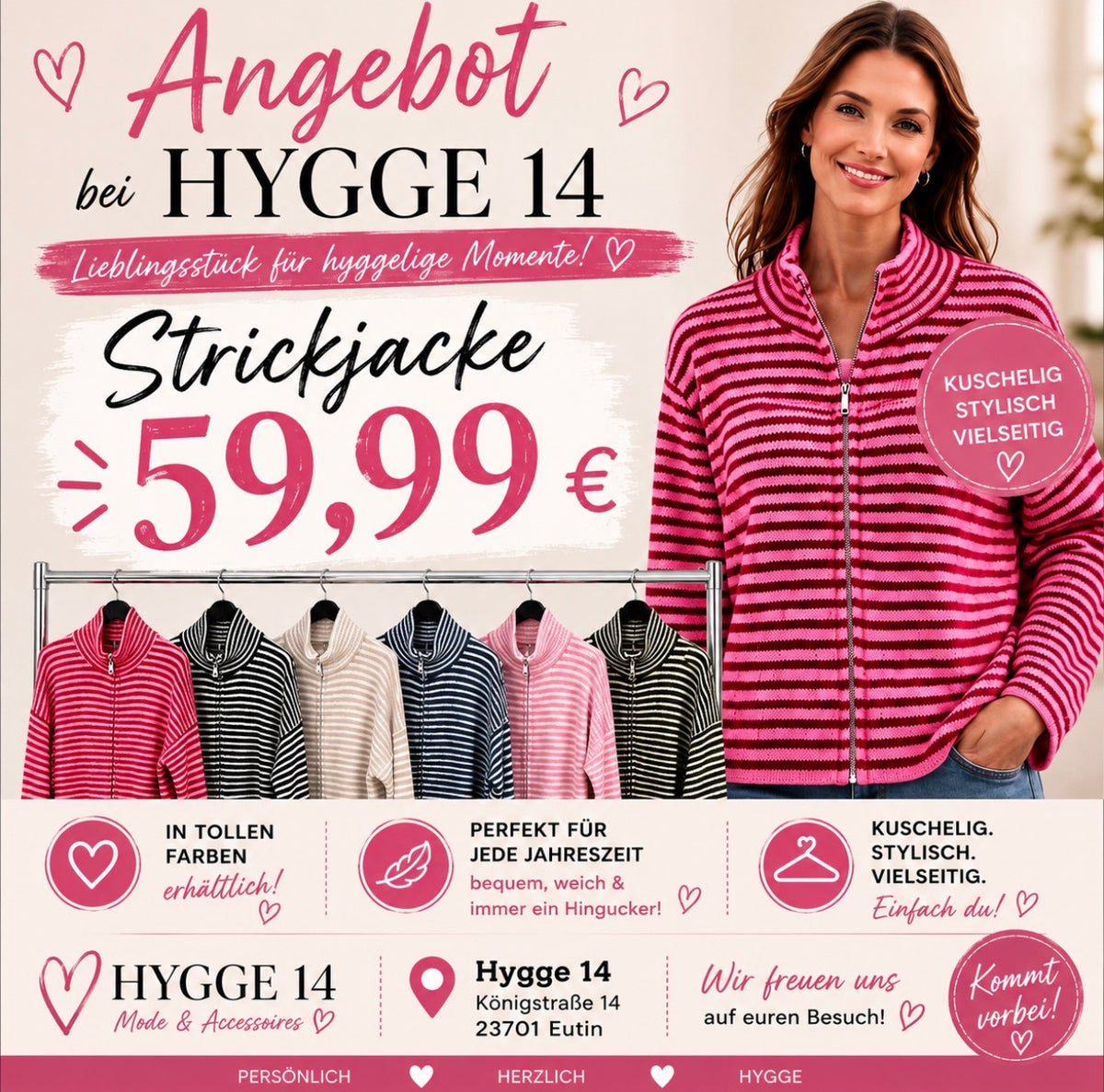 Strickjacke Ringel mit Zip