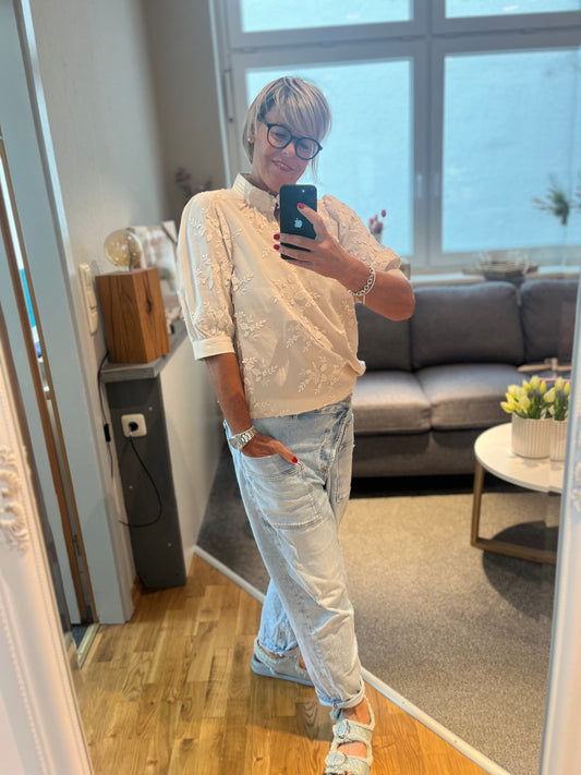 Bluse 1/2 Arm mit Stickerei