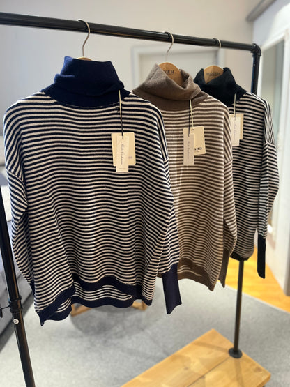 Rollkragen Pullover Ringel