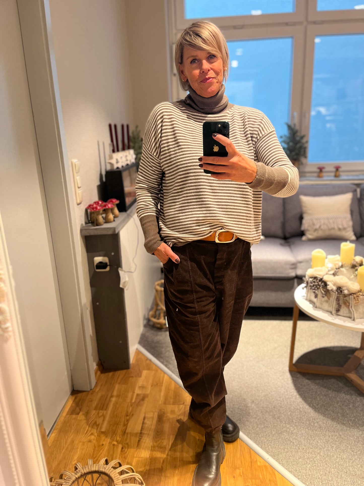 Rollkragen Pullover Ringel