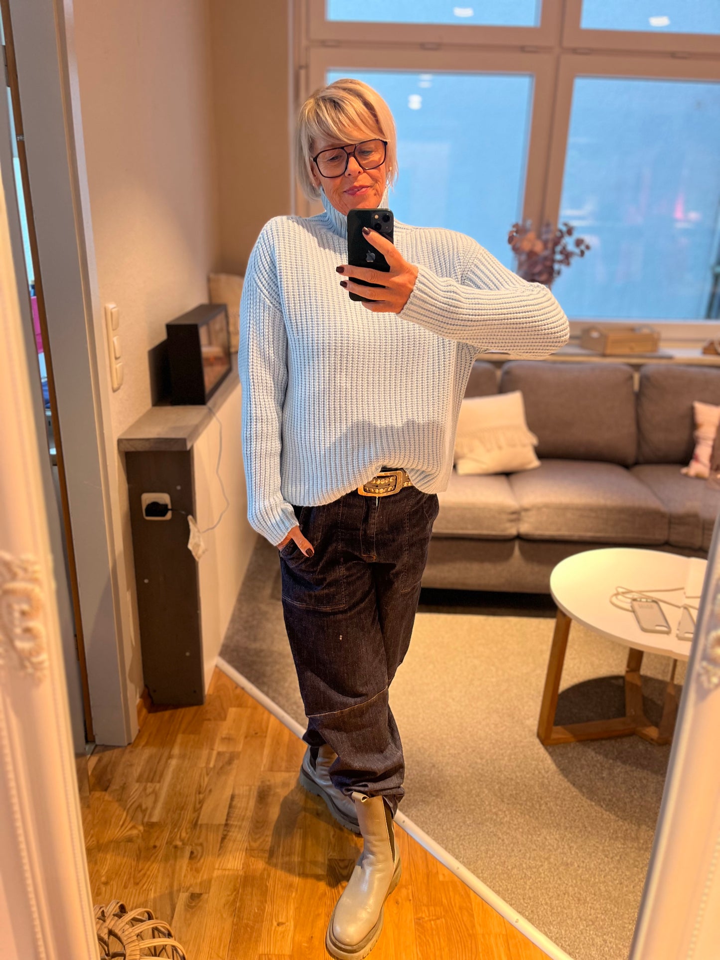 Pullover Stehkragen Rippenoptik