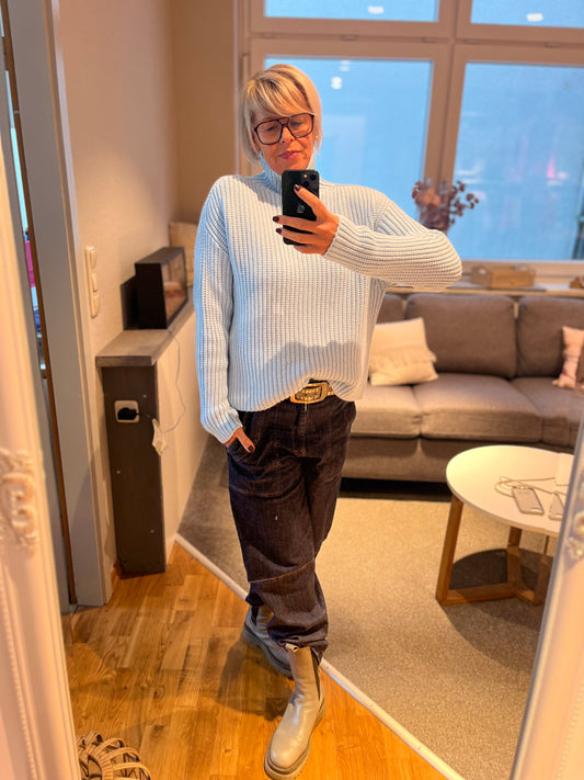 Pullover Stehkragen Rippenoptik