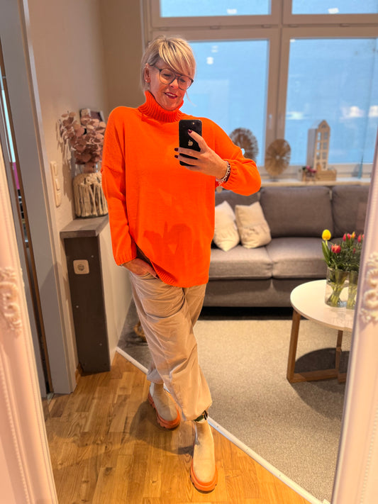 Pullover Rollkragen Flachstrick