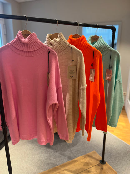 Pullover Rollkragen Flachstrick