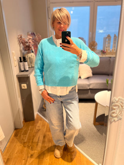 V-Ausschnitt Pullover Alpaka