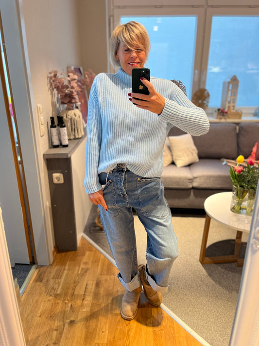 Pullover Stehkragen Rippenoptik