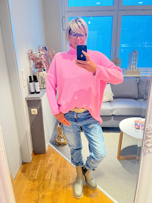 Pullover Rollkragen Flachstrick