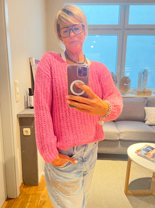 Pullover Grobstrick V-Ausschnitt