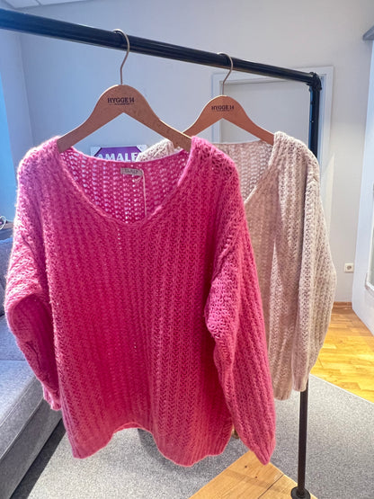 Pullover Grobstrick V-Ausschnitt