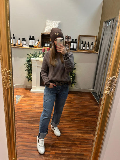 Pullover Stehkragen Rippenoptik